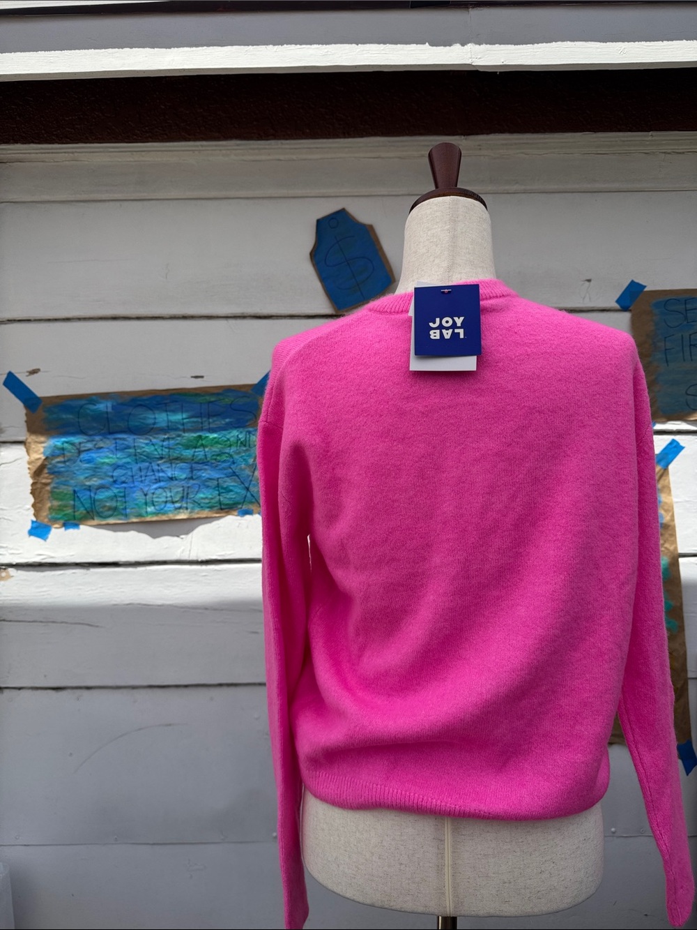 JoyLab Hot Pink Crewneck Button-Front Cardigan - Picture 2 of 2